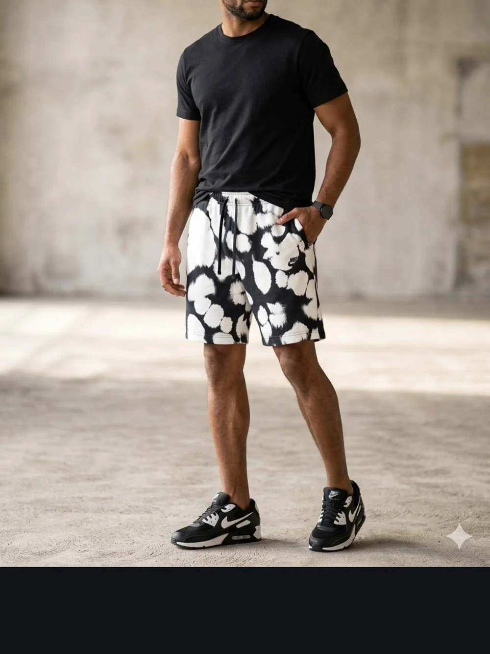 Nike Black & White Tie-Dye Athletic Shorts